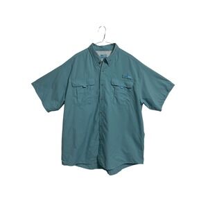 Tuna Short Sleeve Button Down Men's XXL Blue Vented Fishing Shirt